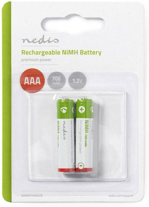 Nedis Oplaadbare NiMH-Batterij AAA | 1.2 V DC | 700 mAh | 1 stuks BANM7HR032B