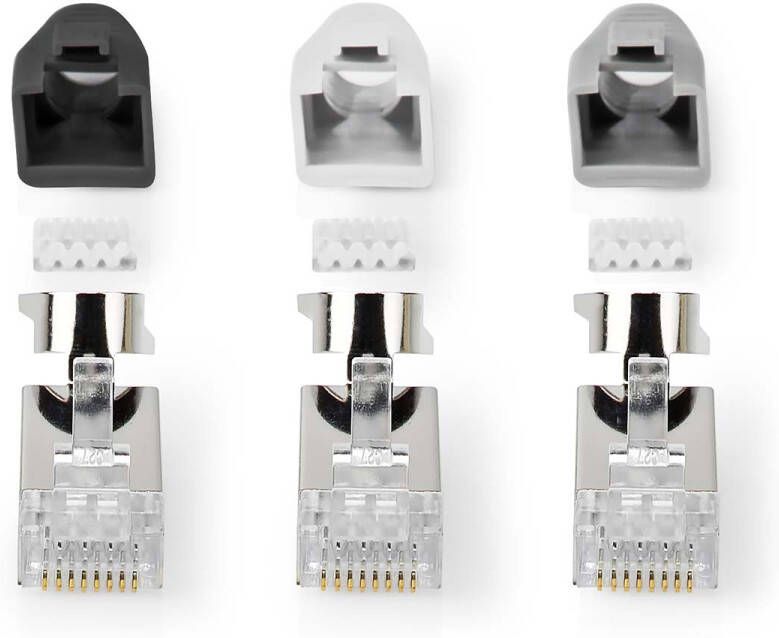 Nedis RJ45-Connector | RJ45 Pass Through | 10 Stuks | Grijs Wit Zwart | 1 stuks CCBW89390GY