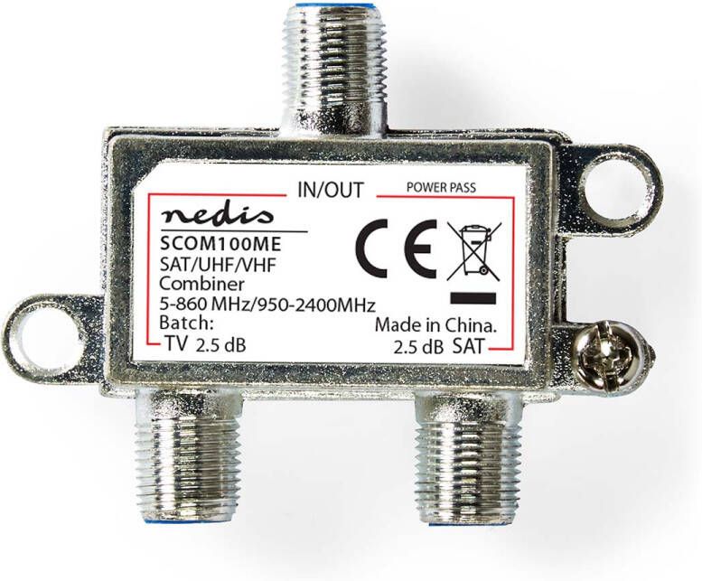 Nedis Satelliet-Combiner | 5-862 MHz | 950-2400 MHz | 75 Ohm | 1 stuks SCOM100ME