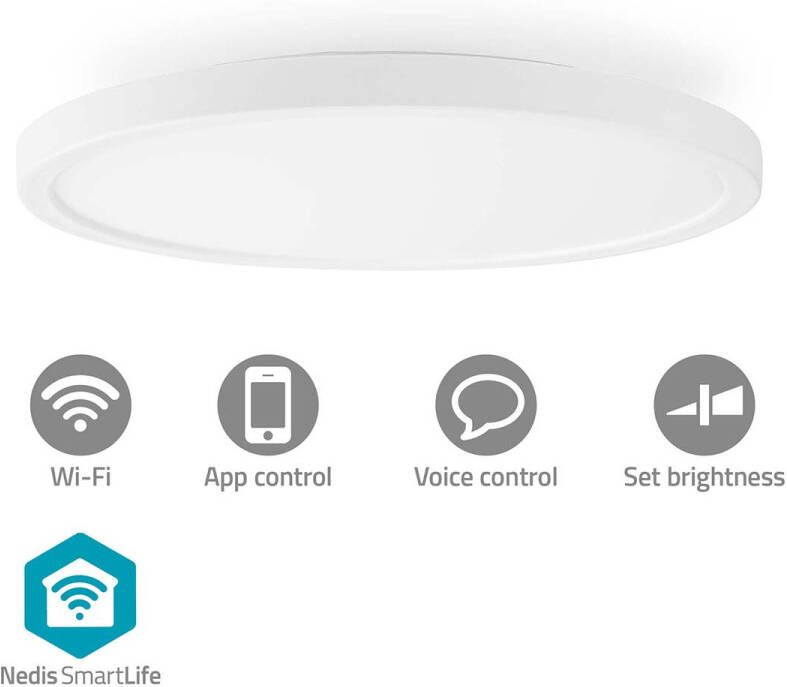 Nedis SmartLife Plafondlamp | Wi-Fi | RGB Warm tot Koel Wit | Rond | Diameter: 290 mm | 1800 lm | 2700 6500 K | IP20 | Energieklasse: F | Android
