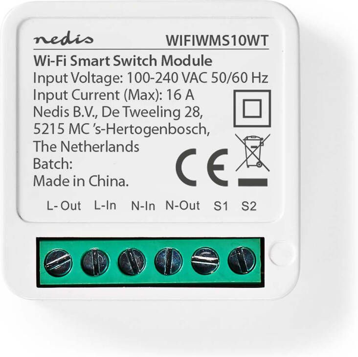 Nedis SmartLife Schakelaar | Wi-Fi | 3680 W | Kroonsteen | App beschikbaar voor: Android IOS WIFIWMS10WT