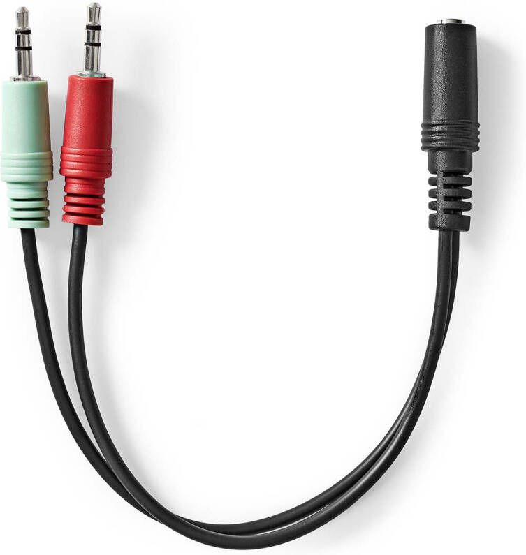 Nedis Stereo-Audiokabel | 3 5 mm Female naar 2x 3 5 mm Male | 0.12 m | 1 stuks CAGB22160BK02