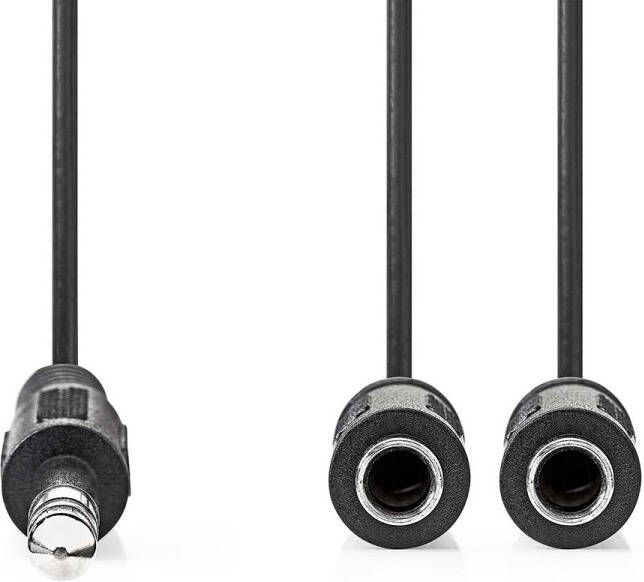 Nedis Stereo-Audiokabel | 6 35 mm Male | 2x 6 35 mm Female | Vernikkeld | 0.20 m | Rond | Doos CAGB23110BK02