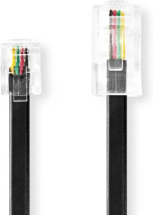 Nedis Telecomverlengkabel | RJ11 Male | RJ45 Male | 5.00 m | Kabel design: Plat | Connectorplating: Goud Verguld | Kabeltype: RJ11 | Zwart