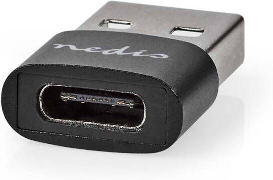 Nedis USB-A Adapter | USB 2.0 | USB-A Male | USB-C Female | 480 Mbps | Rond | Vernikkeld | Zwart | Doos CCGB60920BK