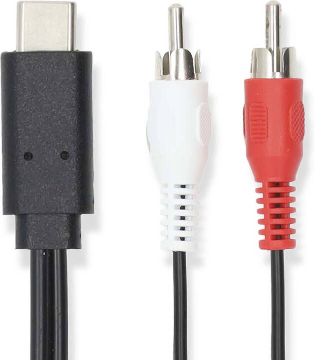 Nedis USB-C Adapter | USB 3.2 Gen 1 | USB-C Male | 2x RCA Male | 1.00 m | Rond | Vernikkeld | PVC | Zwart | Label CCGL64240BK10