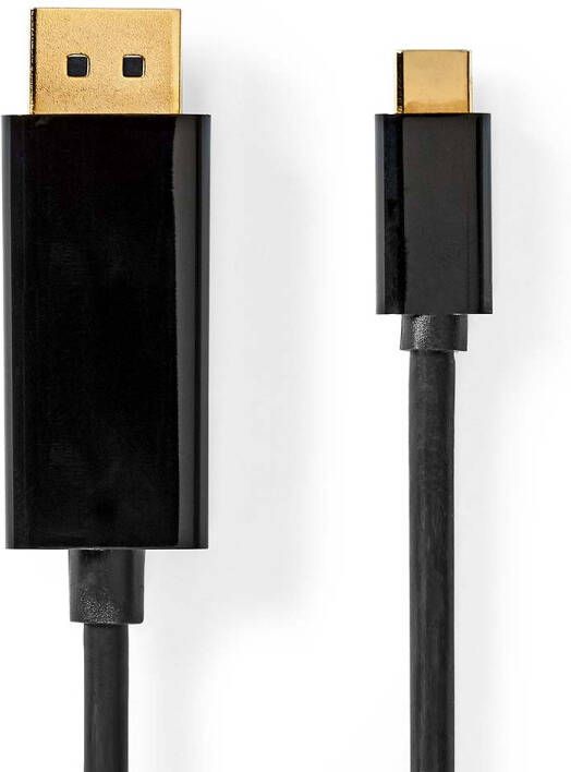 Nedis USB-C™ Adapter | USB 3.2 Gen 1 | USB-C™ Male | DisplayPort Male | 4K@60Hz | 2.00 m | Rond | Verguld | PVC | Zwart | Label CCGL64352BK20