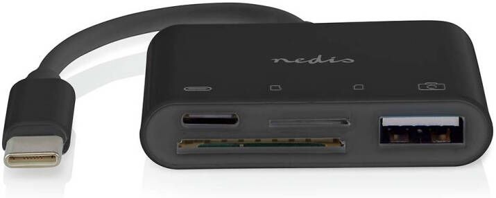 Nedis USB-Hub | 1x USB-C | 1x USB A 1x USB-C | 4-Poorts poort(en) | USB 2.0 | USB Gevoed | SD & MicroSD CCGB64780BK01