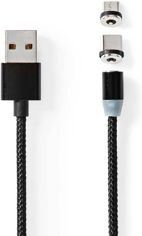 Nedis USB-Kabel | 2 m | Nylon | Zwart | 1 stuks CCGB60630BK20