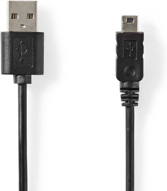 Nedis USB-Kabel | USB 2.0 | USB-A Male | Mini 5-Pin Male | 480 Mbps | Vernikkeld | 2.00 m | Rond | PVC | Zwart | Label CCGL60301BK20