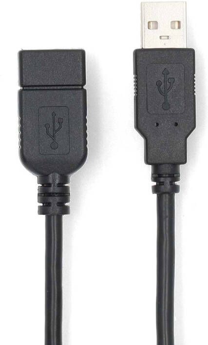 Nedis USB-Kabel | USB 2.0 | USB-A Male | USB-A Female | 480 Mbps | Vernikkeld | 3.00 m | Rond | PVC | Zwart | Label CCGL60010BK30
