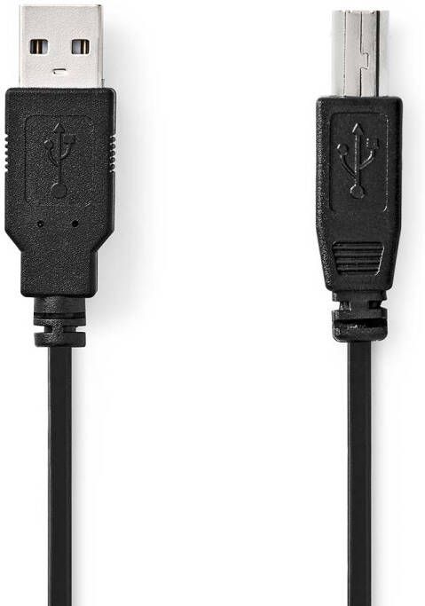 Nedis USB-Kabel | USB 2.0 | USB-A Male | USB-B Male | 10 W | 480 Mbps | Vernikkeld | 1.00 m | Rond | PVC | Zwart | Label CCGL60100BK10