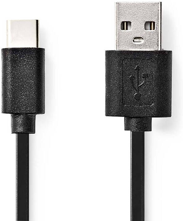 Nedis USB-Kabel | USB 2.0 | USB-A Male | USB-C™ Male | 15 W | 480 Mbps | Vernikkeld | 1.00 m | Rond | PVC | Zwart | Label CCGL60600BK10
