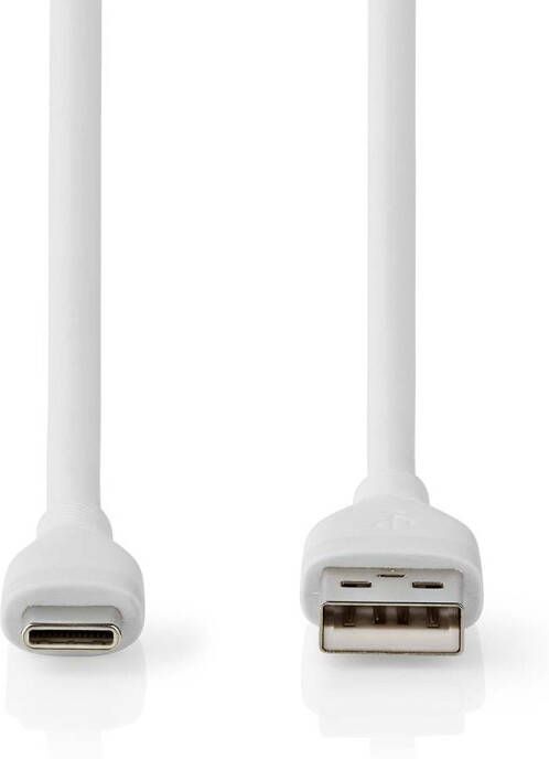 Nedis USB-Kabel | USB 2.0 | USB-A Male | USB-C Male | 15 W | 480 Mbps | Vernikkeld | 1.50 m | Rond | Silicone | Wit | Doos CCGB60800WT15