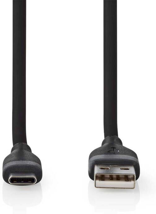 Nedis USB-Kabel | USB 2.0 | USB-A Male | USB-C Male | 15 W | 480 Mbps | Vernikkeld | 1.50 m | Rond | Silicone | Zwart | Doos CCGB60800BK15