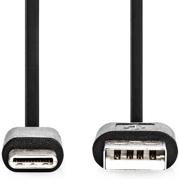 Nedis USB-Kabel | USB 2.0 | USB-A Male | USB-C Male | 15 W | 480 Mbps | Vernikkeld | 2.00 m | Rond | PVC | Zwart | Label CCGL60600BK20