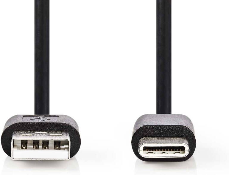 Nedis USB-Kabel | USB 2.0 | USB-A Male | USB-C Male | 2.5 W | 480 Mbps | Vernikkeld | 1.00 m | Rond | PVC | Zwart | Label CCGL60601BK10