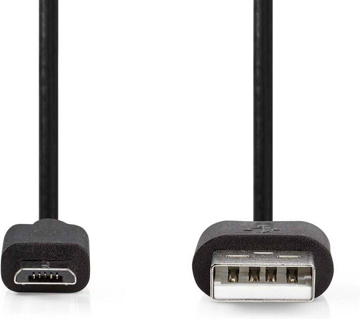 Nedis USB-Kabel | USB 2.0 | USB-A Male | USB Micro-B Male | 10 W | 480 Mbps | Vernikkeld | 1.00 m | Rond | PVC | Zwart | Label CCGL60500BK10