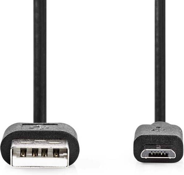 Nedis USB-Kabel | USB 2.0 | USB-A Male | USB Micro-B Male | 7.5 W | 480 Mbps | Vernikkeld | 1.00 m | Rond | PVC | Zwart | Label CCGL60501BK10