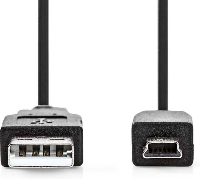 Nedis USB-Kabel | USB 2.0 | USB-A Male | USB Mini-B 5-Pins Male | 480 Mbps | Vernikkeld | 1.00 m | Rond | PVC | Zwart | Doos CCGB60300BK10