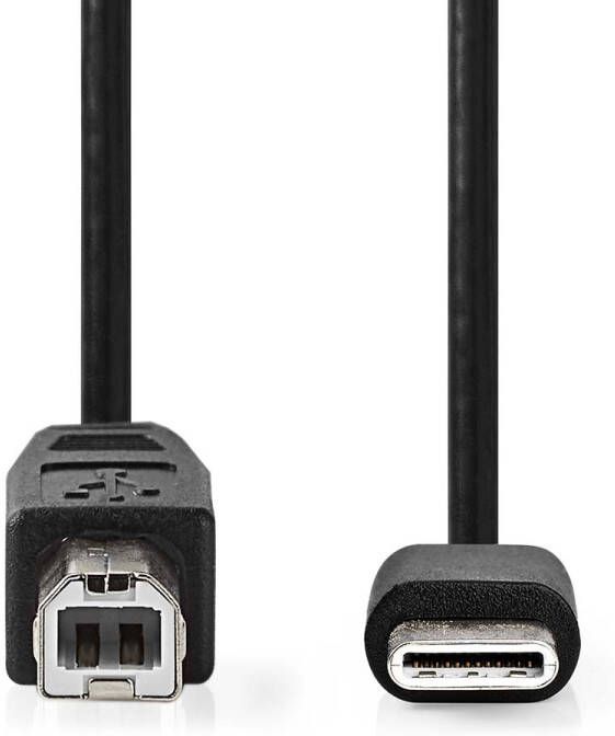 Nedis USB-Kabel | USB 2.0 | USB-C Male | USB-B Male | 480 Mbps | Vernikkeld | 1.00 m | Rond | PVC | Zwart | Label CCGL60650BK10