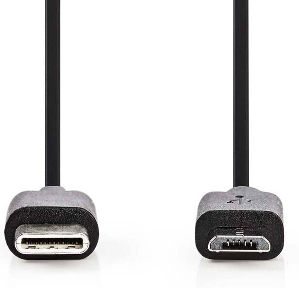 Nedis USB-Kabel | USB 2.0 | USB-C Male | USB Micro-B Male | 60 W | 480 Mbps | Vernikkeld | 1.00 m | Rond | PVC | Zwart | Blister CCGB60750BK10
