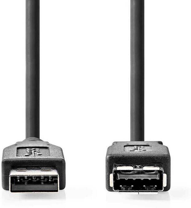 Nedis USB-Kabel | USB 3.2 Gen 1 | USB-A Male | USB-A Female | 5 Gbps | Vernikkeld | 1.00 m | Rond | PVC | Zwart | Label CCGL61010BK10