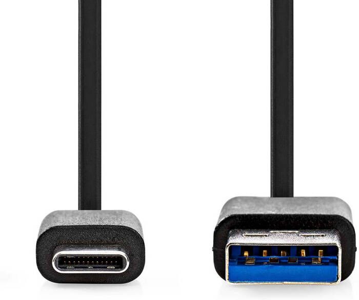 Nedis USB-Kabel | USB 3.2 Gen 1 | USB-A Male | USB-C Male | 15 W | 5 Gbps | Vernikkeld | 1.00 m | Rond | PVC | Zwart | Label CCGL61600BK10
