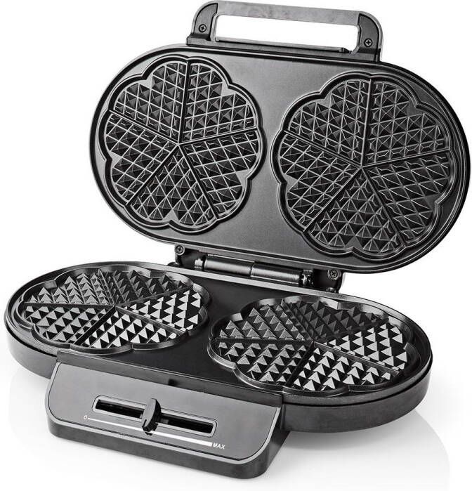 Nedis Wafelijzer | 2 x 5 Heart shaped waffles | 12 cm | 1200 W | 1 stuks KAWP110FBK