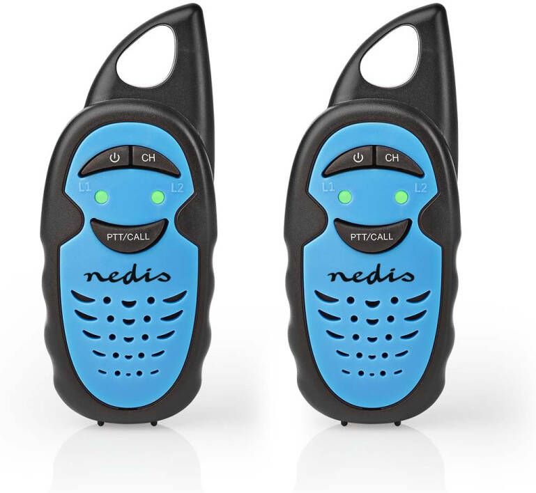 Nedis Walkie talkie Set | 2 Handsets | Tot 3 km | Blauw Zwart | 1 stuks WLTK0300BU