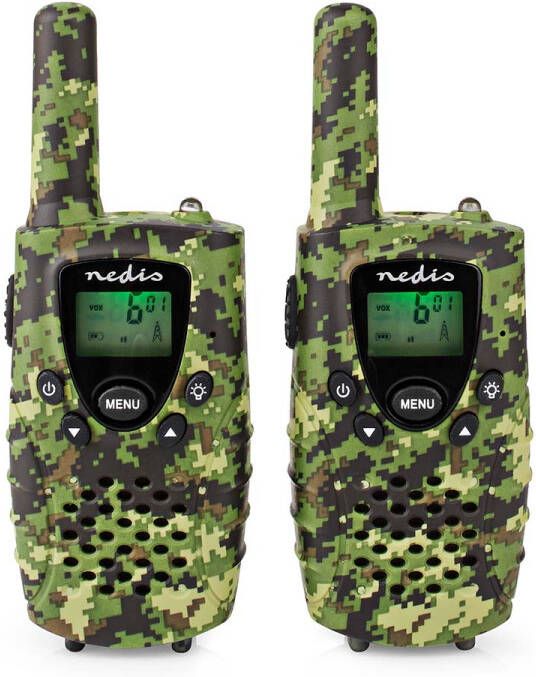 Nedis Walkie talkie Set | 2 Handsets | Tot 8 km | Frequentiekanalen: 8 | PTT VOX | tot 2 5 uur | Koptelefoonoutput | 2 Headsets | Inclusief