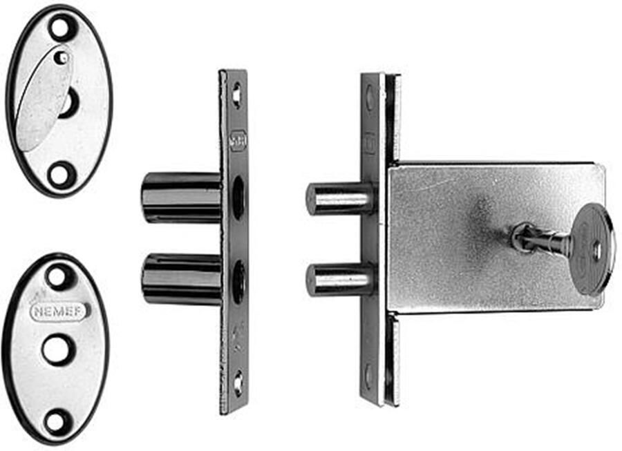 Nemef 1008 Veiligheidsbijzetslot | SKG* | DM47mm | 22x101mm rechthoekig | set van 10 stuks | gelijksluitend | DR 1+2+3+4 9100800460