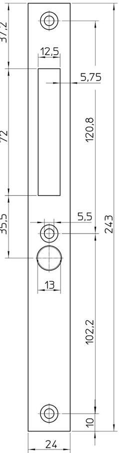 Nemef P 1205H 17 Sluitplaat | RVS 24x243mm rechthoekig | DR 1+2+3+4 | rvs 9120590270