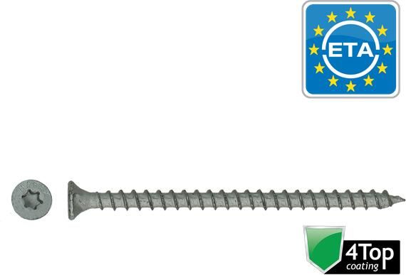 Pgb-Europe HAPAX Universele houtschroef VZK-T Voldraad 4Top Verzonken kop Ø3 5x40 TX20 | 200 st | HAWVTV014003500403