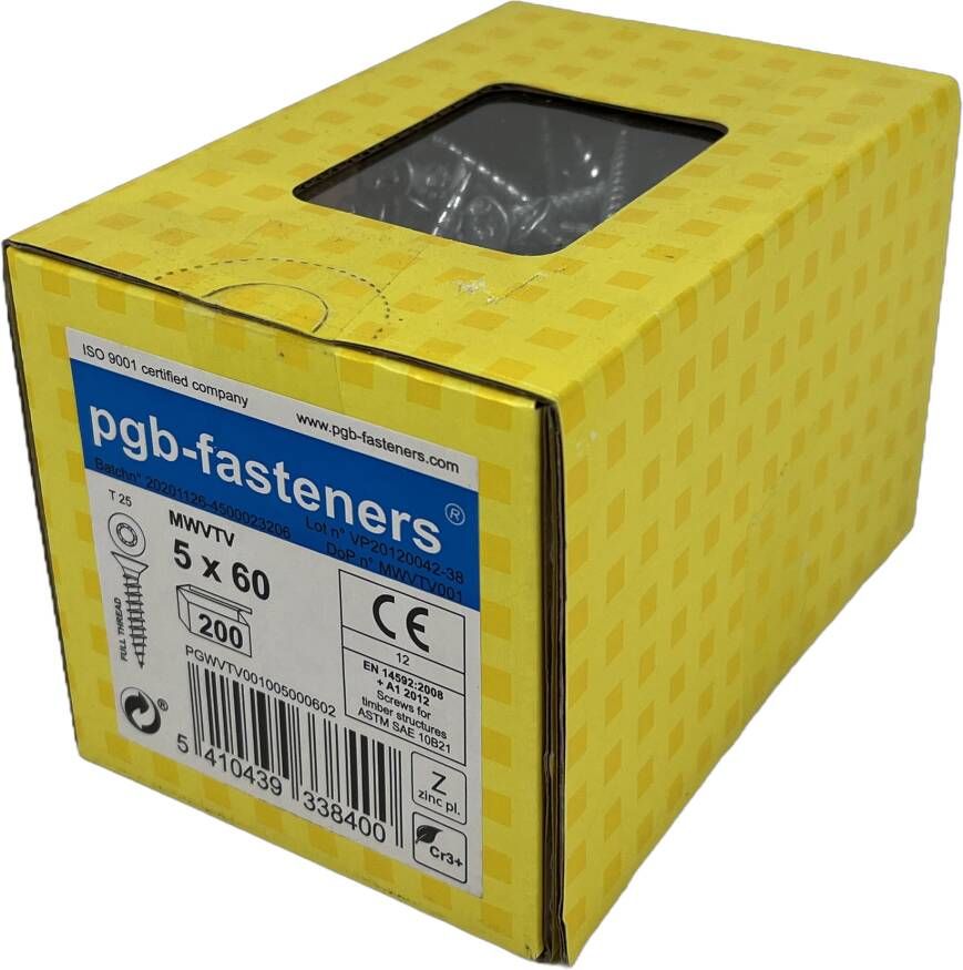 pgb-Europe PGB-FASTENERS | Spaanplaatschroef VK-T Ø 5 0x60 Zn PGWVTV001005000602