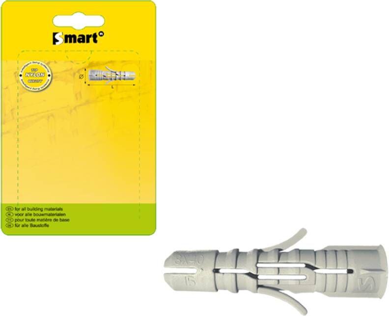 Pgb-Europe SMART | Nylon plug met boord Ø 10x50 grijs | 40 st SM00BPN00100050XH