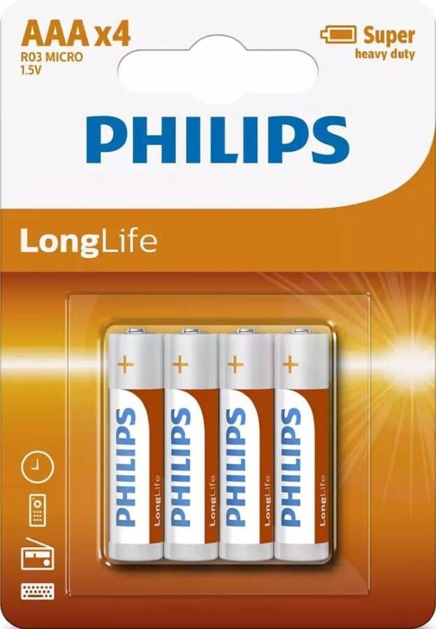 Philips Longlife potlood R03 blister 4 3111005