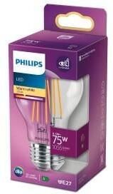Philips LED GLS E27 8 5-75W 2700K filament helder blister 5102542