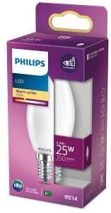 Philips LED kaars E14 2-25W 2700K filament mat blister 5100301