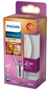 Philips LED kaars E14 3 4-40W filament helder WarmGlow blister 5100308
