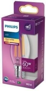 Philips LED kaars E14 6 5-60W 2700K filament helder blister 5100312