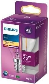 Philips LED kogel E14 2-25W 2700K filament helder blister 5101502