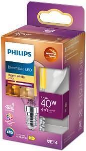 Philips LED kogel E14 3 4-40W filament helder WarmGlow blister 5101508