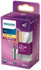 Philips LED kogel E14 6 5-60W 2700K filament helder blister 5101531