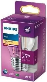Philips LED kogel E27 2-25W 2700K filament helder blister 5101535