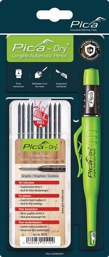 Pica Bouwstift merkstift voor diep gat | kleur grafiet + vullingenset 4000 871 360 | 1 stuk 30405