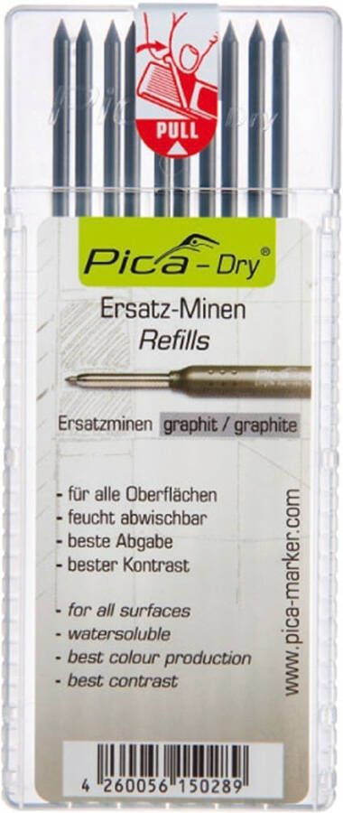 Pica Vullingenset | 10x grafiet | vochtig afneembaar 10 stiften set | 1 stuk 4030