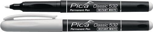 Pica Permanentmarker | wit | streepbreedte 1-2 mm | stift met clip | 10 stuks 532 52