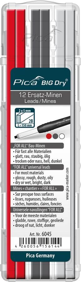 Pica Vullingenset | per 4x grafiet wit rood | universeel | Big Dry 6045 | 12 stiften set | 1 stuk 6045