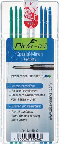 Pica Vullingenset | 3x blauw 2x wit 3x groen | waterbestendig | Dry 4040 | 8 stiften set | 1 stuk 4040 4040a